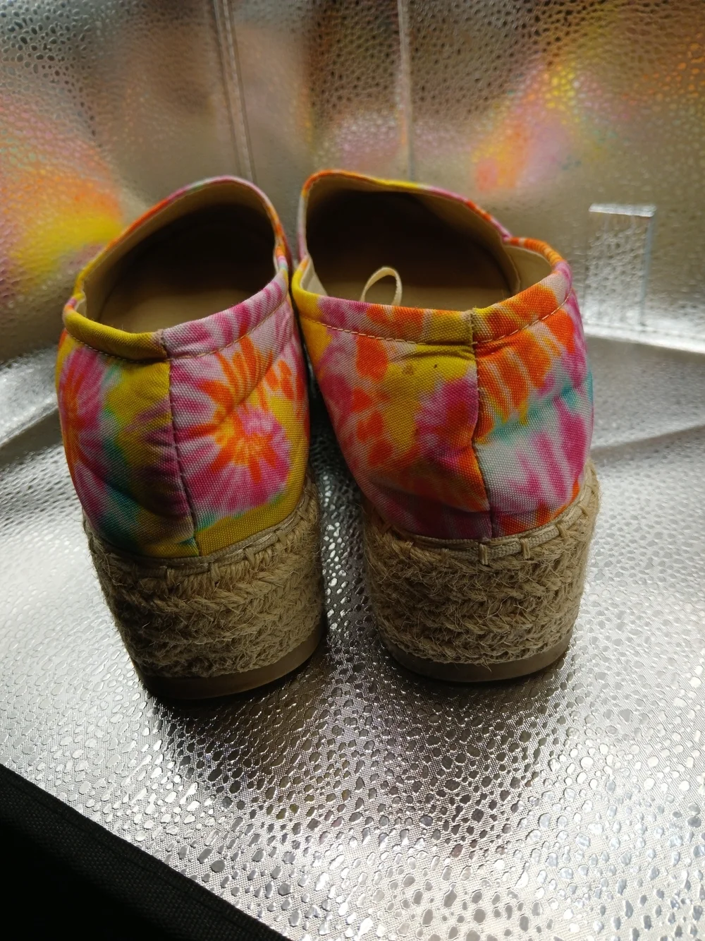 Forever Tie-Dye Platform Espadrilles - Yellow, Pink, Blue, Orange Women's Sz 6.5